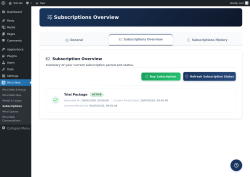 Page screenshot: Mind Web &rarr; Subscriptions &rarr; 
					
					Subscriptions Overview				