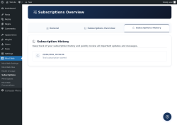 Page screenshot: Mind Web &rarr; Subscriptions &rarr; 
					
					Subscriptions History				