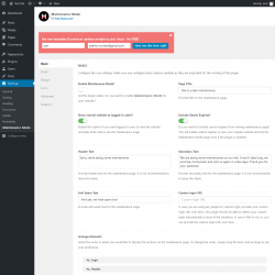 Page screenshot: Settings &rarr; Maintenance Mode