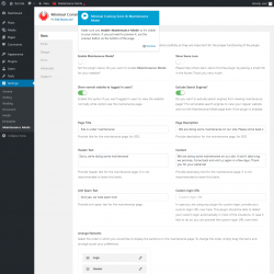 Page screenshot: Settings &rarr; Maintenance Mode