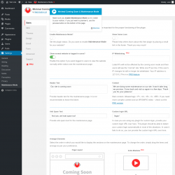 Page screenshot: Settings &rarr; Maintenance Mode