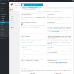 Page screenshot: Settings &rarr; Maintenance Mode