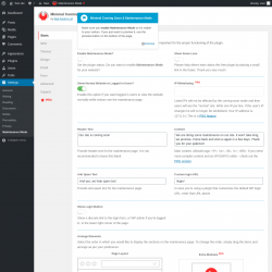 Page screenshot: Settings &rarr; Maintenance Mode