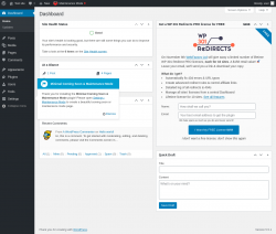 Page screenshot: Dashboard &lsaquo; Test site &mdash; WordPress