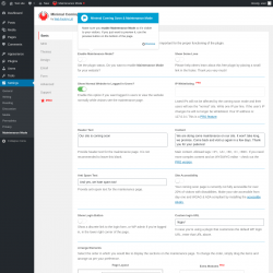 Page screenshot: Settings &rarr; Maintenance Mode