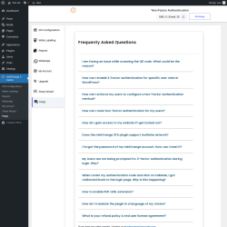 Page screenshot: miniOrange 2-Factor → FAQs
