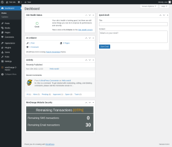 Page screenshot: Dashboard ‹ Test site — WordPress
