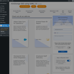 Page screenshot: miniOrange SAML 2.0 SSO → Add-Ons