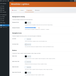 Page screenshot: Lightbox &rarr; 
                     Appearance                