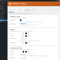 Page screenshot: Lightbox &rarr; 
                     Appearance                