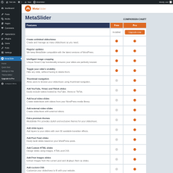 Page screenshot: MetaSlider → Upgrade to Pro