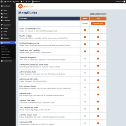 Page screenshot: MetaSlider &rarr; Upgrade to Pro