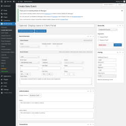 Page screenshot: MDJM Events → Create New Event