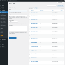 Page screenshot: MDJM Events → Event Types