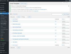 Page screenshot: MDJM Events → Email Templates