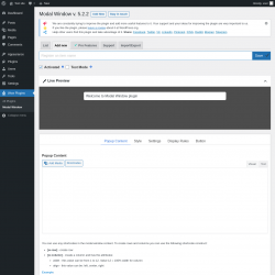 Page screenshot: Wow Plugins &rarr; Modal Window &rarr; Add new