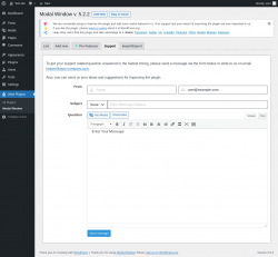 Page screenshot: Wow Plugins &rarr; Modal Window &rarr; Support
