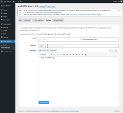 Page screenshot: Wow Plugins &rarr; Modal Window &rarr; Support