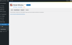 Page screenshot: Wow Plugins &rarr; Modal Window &rarr; License