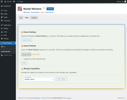 Page screenshot: Wow Plugins → Modal Window → Tools