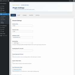 Page screenshot: Hotel Booking &rarr; Settings