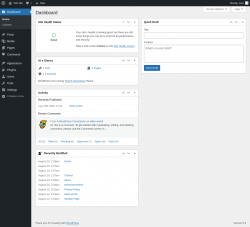 Page screenshot: Dashboard &lsaquo; Test site &mdash; WordPress
