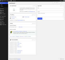 Page screenshot: Dashboard &lsaquo; Test site &mdash; WordPress