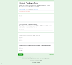 Page screenshot: Modula → Suggest a feature