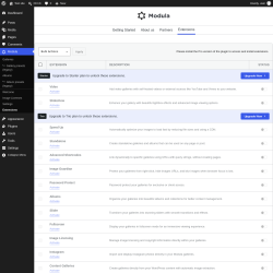 Page screenshot: Modula &rarr; Extensions