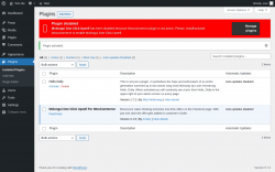 Page screenshot: Plugins ‹ Test site — WordPress