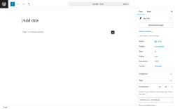 Page screenshot: Add Post ‹ Test site — WordPress