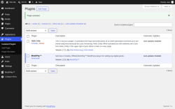 Page screenshot: Plugins &lsaquo; Test site &mdash; WordPress
