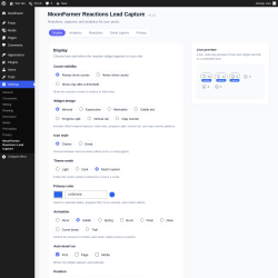 Page screenshot: Settings &rarr; MoonFarmer Reactions Lead Capture