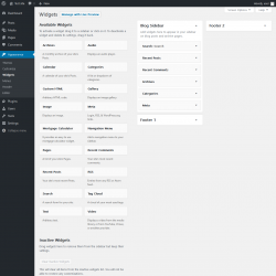 Page screenshot: Widgets &lsaquo; Test site &mdash; WordPress