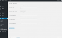 Page screenshot: Settings &rarr; Mortgage Calculator