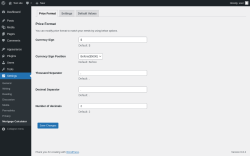 Page screenshot: Settings &rarr; Mortgage Calculator