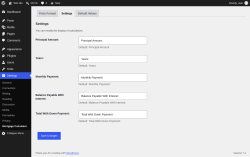 Page screenshot: Settings &rarr; Mortgage Calculator &rarr; Settings
