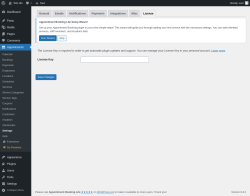 Page screenshot: Appointments → Settings → License