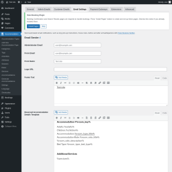 Page screenshot: Accommodation → Settings → Email Settings