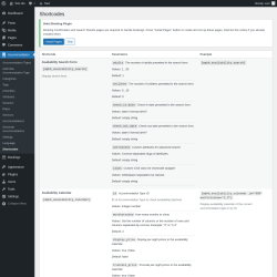 Page screenshot: Accommodation → Shortcodes