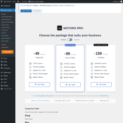 Page screenshot: Motors Plugin → Unlock PRO