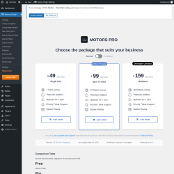Page screenshot: Motors Plugin → Unlock PRO