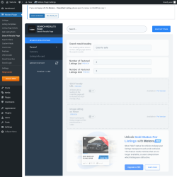 Page screenshot: Motors Plugin → Search Results Page
