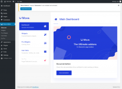 Page screenshot: Move Addon &lsaquo; Test site &mdash; WordPress