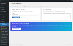 Page screenshot: MrNiche Autoblogger AI &rarr; ✍️ Manual Posting