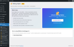 Page screenshot: MrNiche Autoblogger AI &rarr; 🔒 Writing Styles