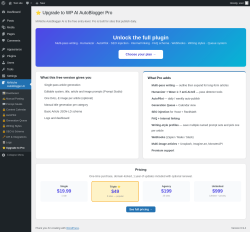 Page screenshot: MrNiche Autoblogger AI &rarr; ⭐ Upgrade to Pro