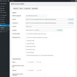 Page screenshot: MCWallet → Options