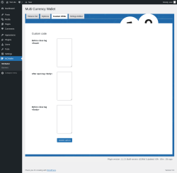 Page screenshot: MCWallet → Custom HTML