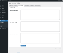 Page screenshot: MCWallet → Custom HTML